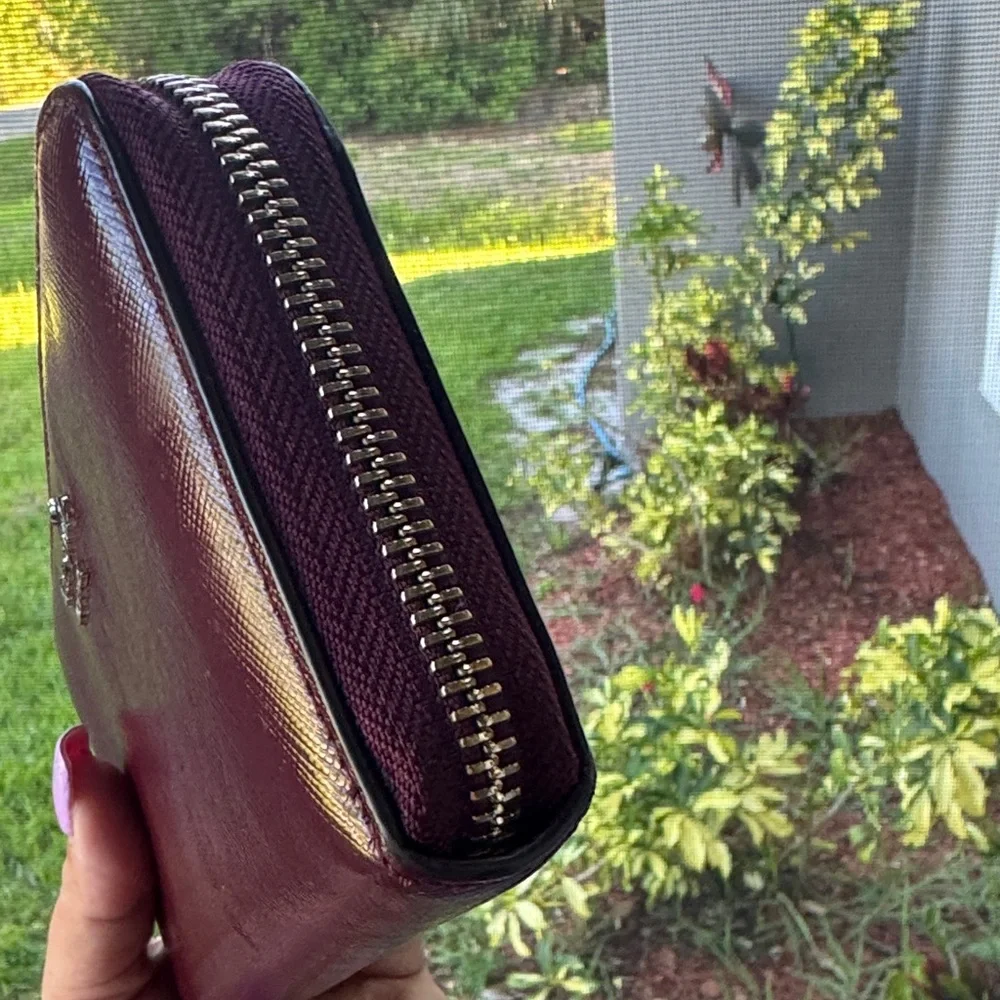 kate spade Burgundy Saffiano Zip Around Wallet